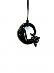 Handmade Murano Glass Black Cat Pendant Necklace
